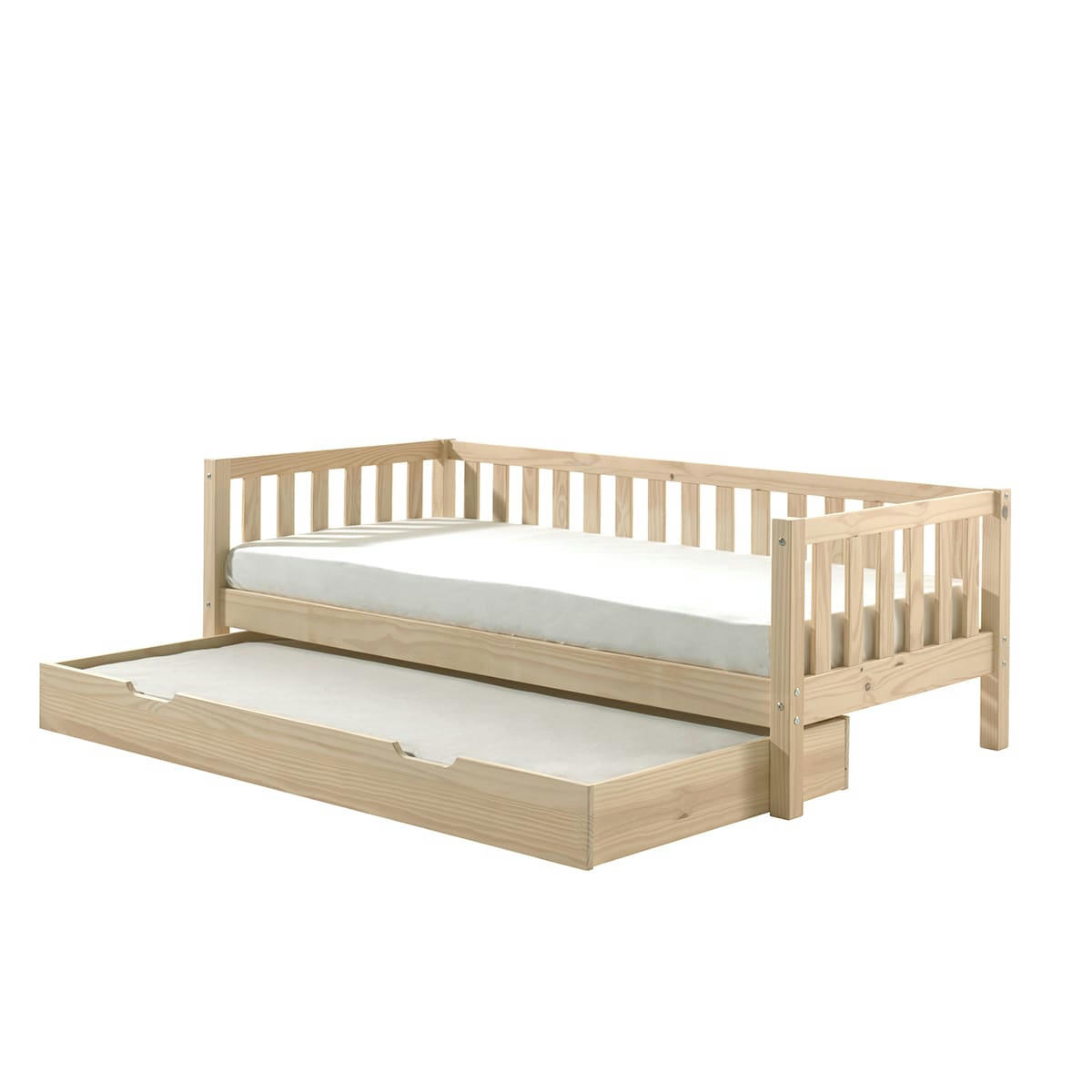 FRITZ - Lit banquette 90x200 sommier tiroir de lit inclus naturel