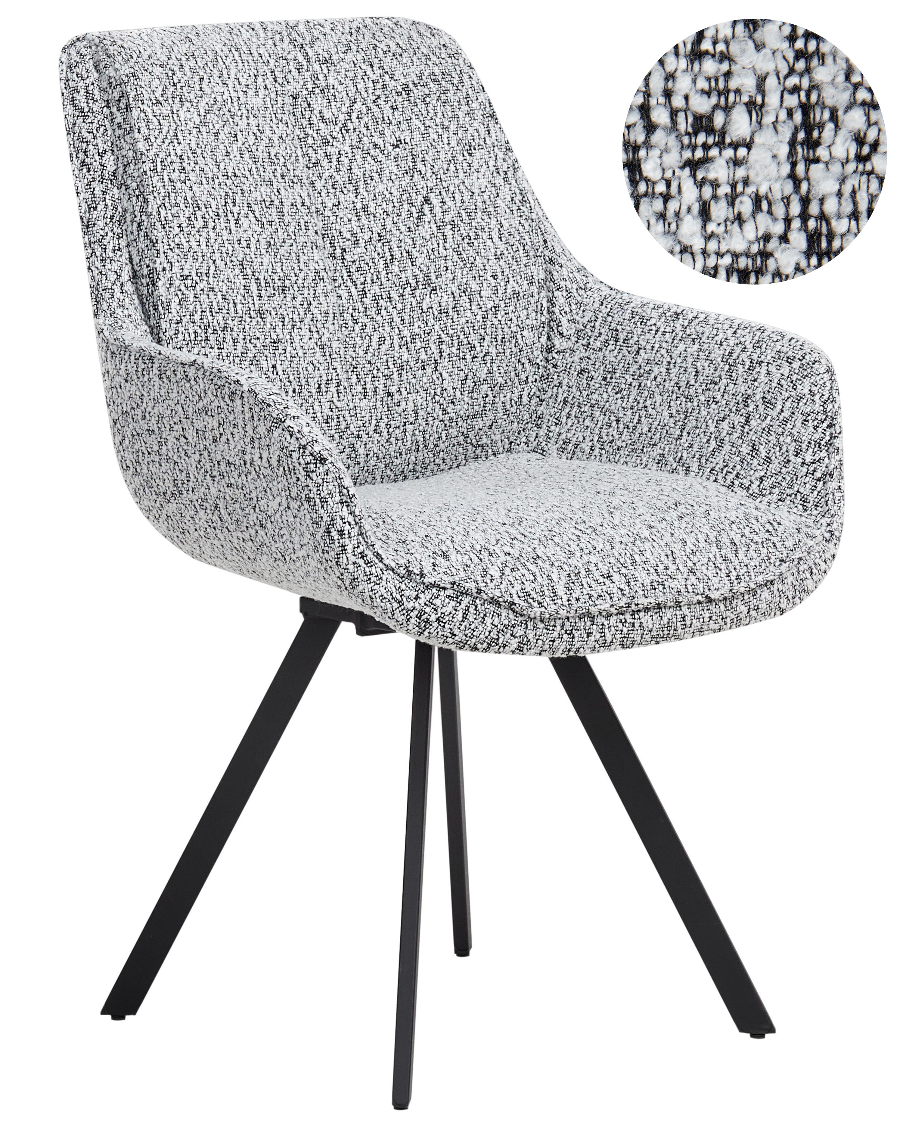 Dining Chair Swivel MARCELLUS Boucle Black/ White