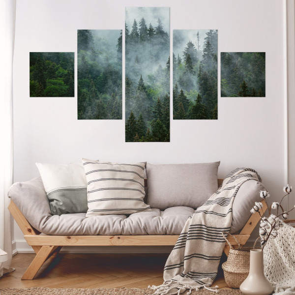 Obraz 5-częściowy Do Sypialni LAS WE MGLE 150x90cm