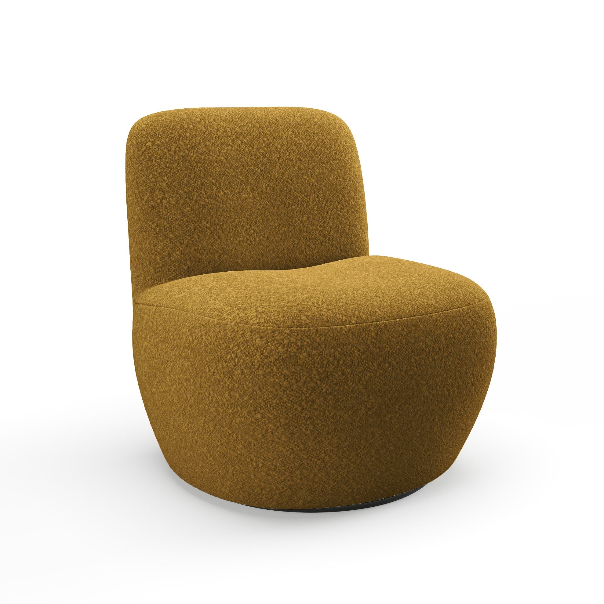 Sia Home - Draaibare fauteuil JENA - bouclette stof mosterd 64cm