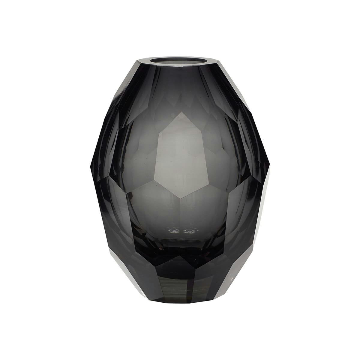 FACET - Vase en verre gris H17