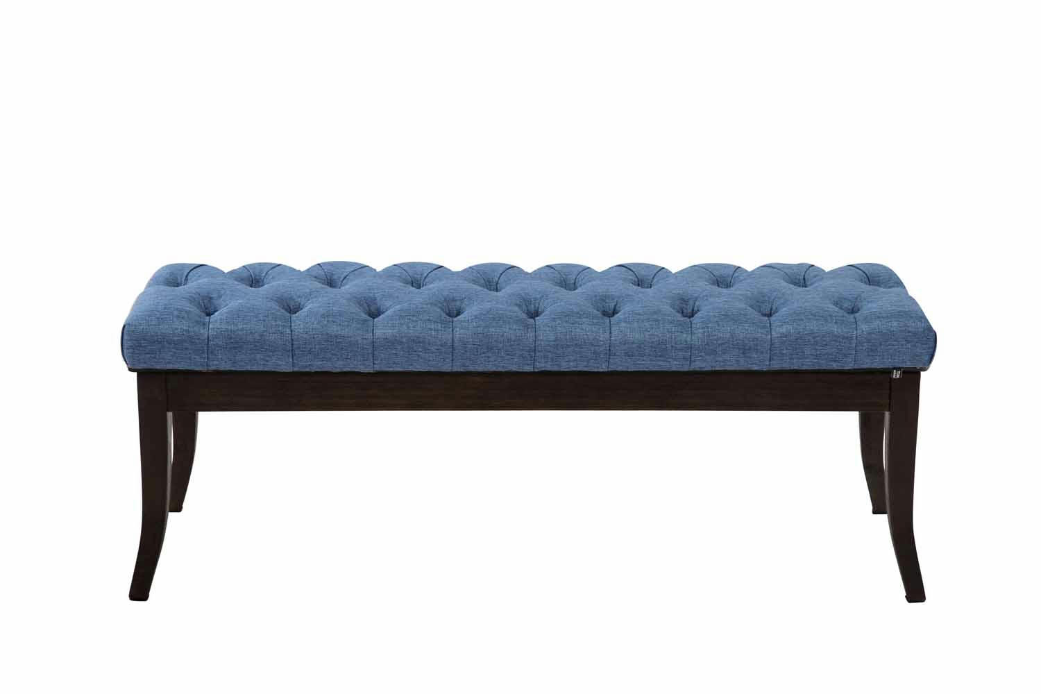 RAMSES - Banquette avec pieds en bois assise en tissu Bleu