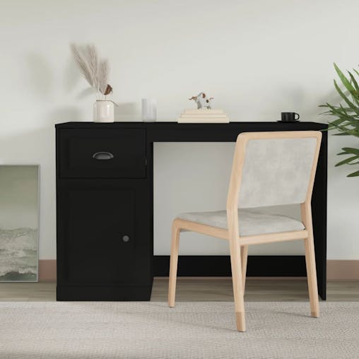 NNEVL Desk with Drawer Black 115x50x75 cm Engineered Wood