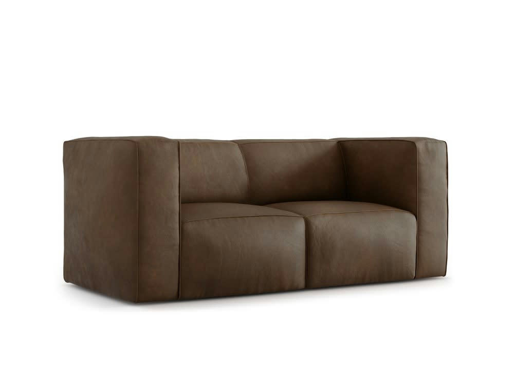 MUSE - Canapé 2 places en cuir marron foncé