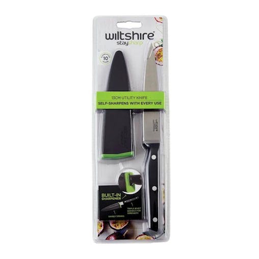 New Wiltshire Staysharp Triple Rivet Utility Knife 13Cm W/ Sharpener
