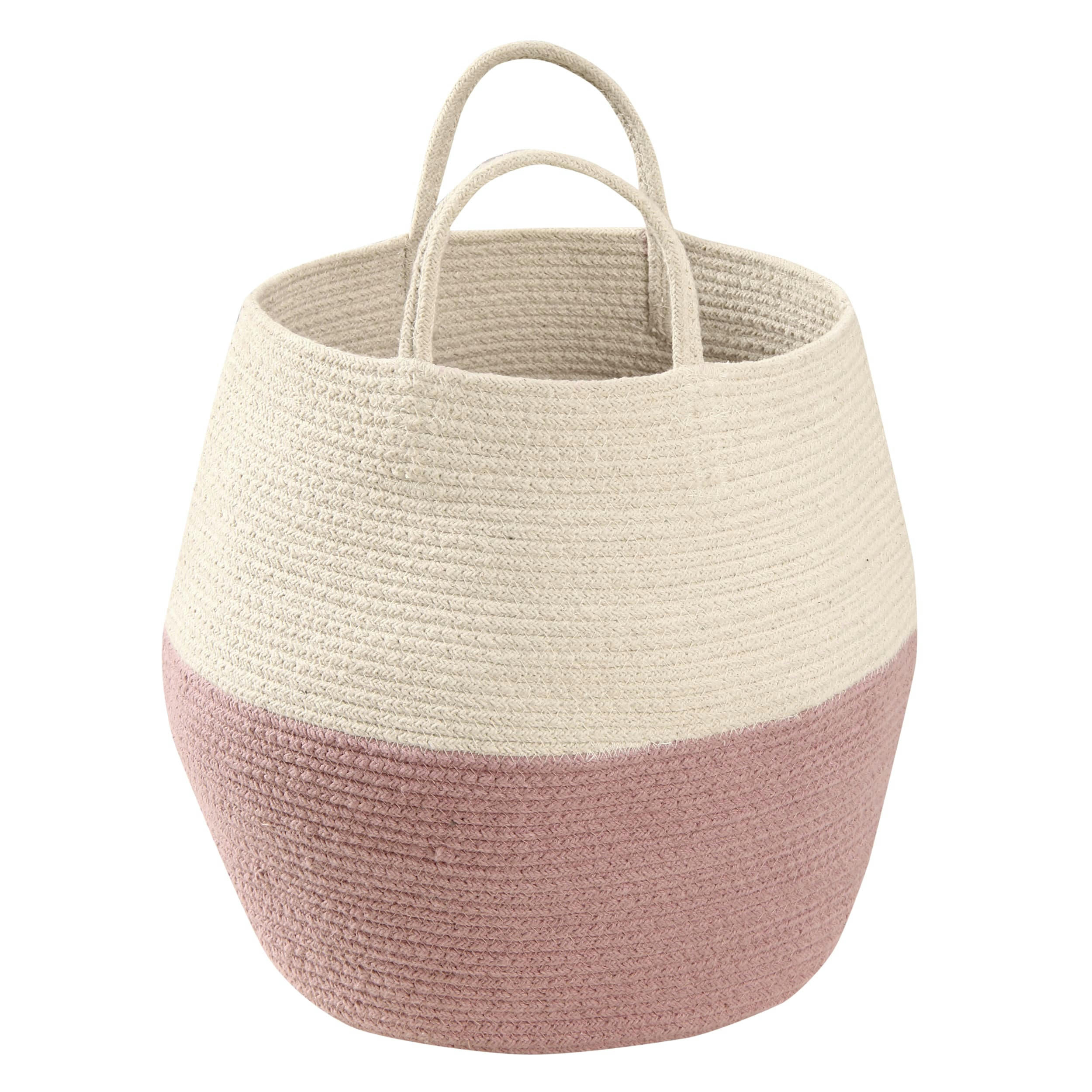MOROCCO - Panier en coton blanc et rose 35xØ30
