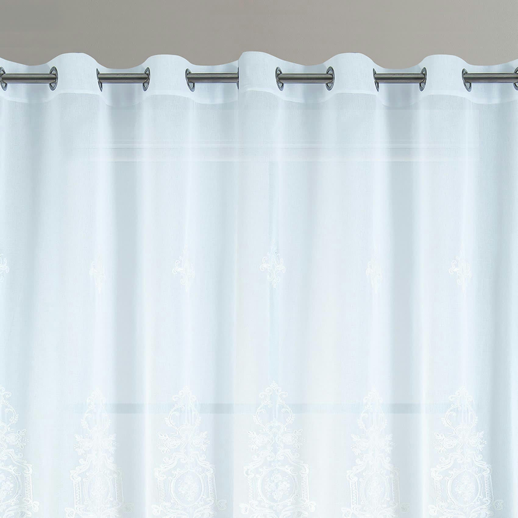 - Voilage grande largeur esprit baroque polyester blanc 300x240 cm