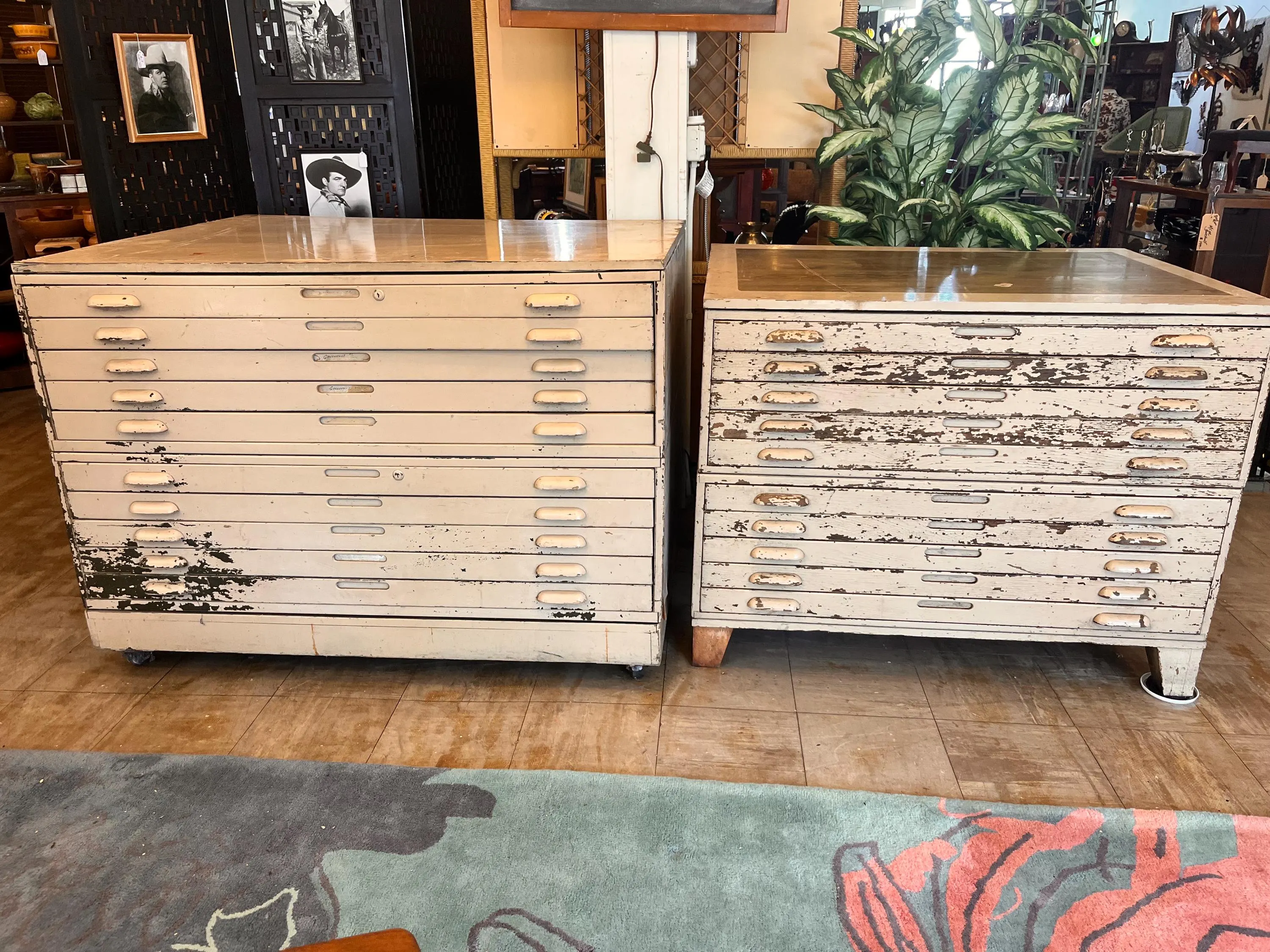Vintage Hamilton Blueprint Flat File Cabinets | Large Industrial Drafting Storage Cabinets | Metal Modular Map Plan Cabinets | Architectural