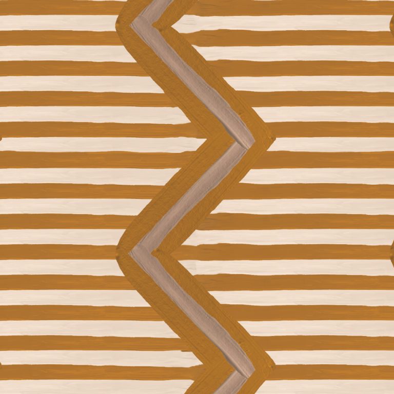 Catchii Behang Ikat Oez Zigzag Ocher Yellow