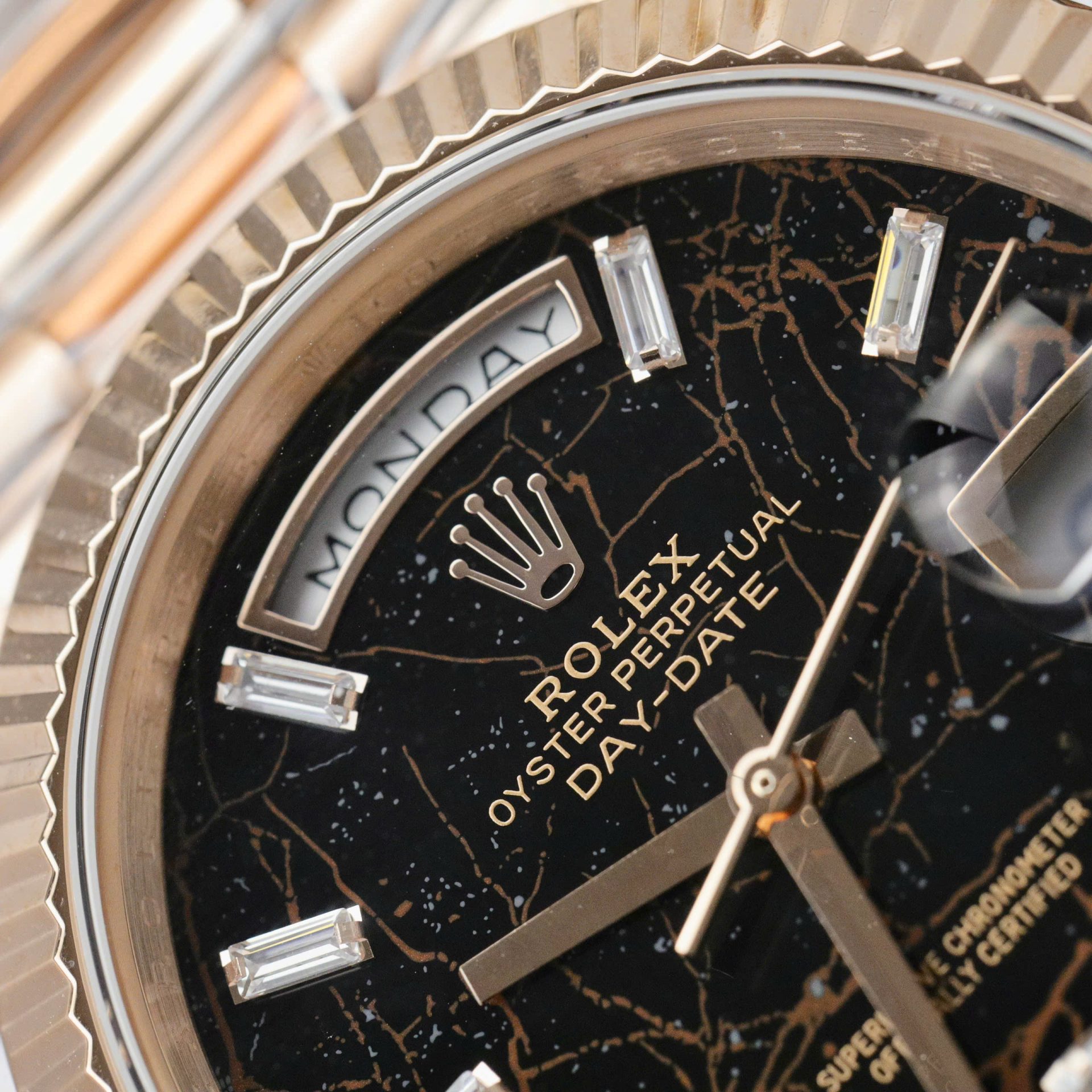 Rolex Day-Date RG Plated Eisenkiesel Dial CZ Diamonds 36mm Super Clone