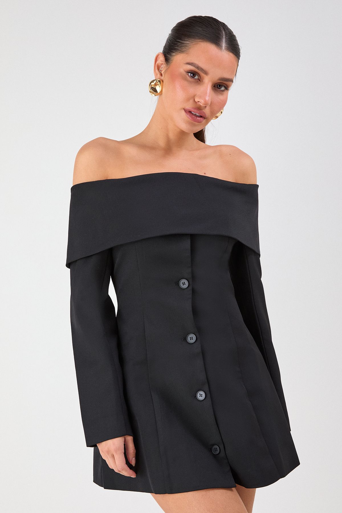 MissPap Tailored Bardot Blazer Mini Dress
