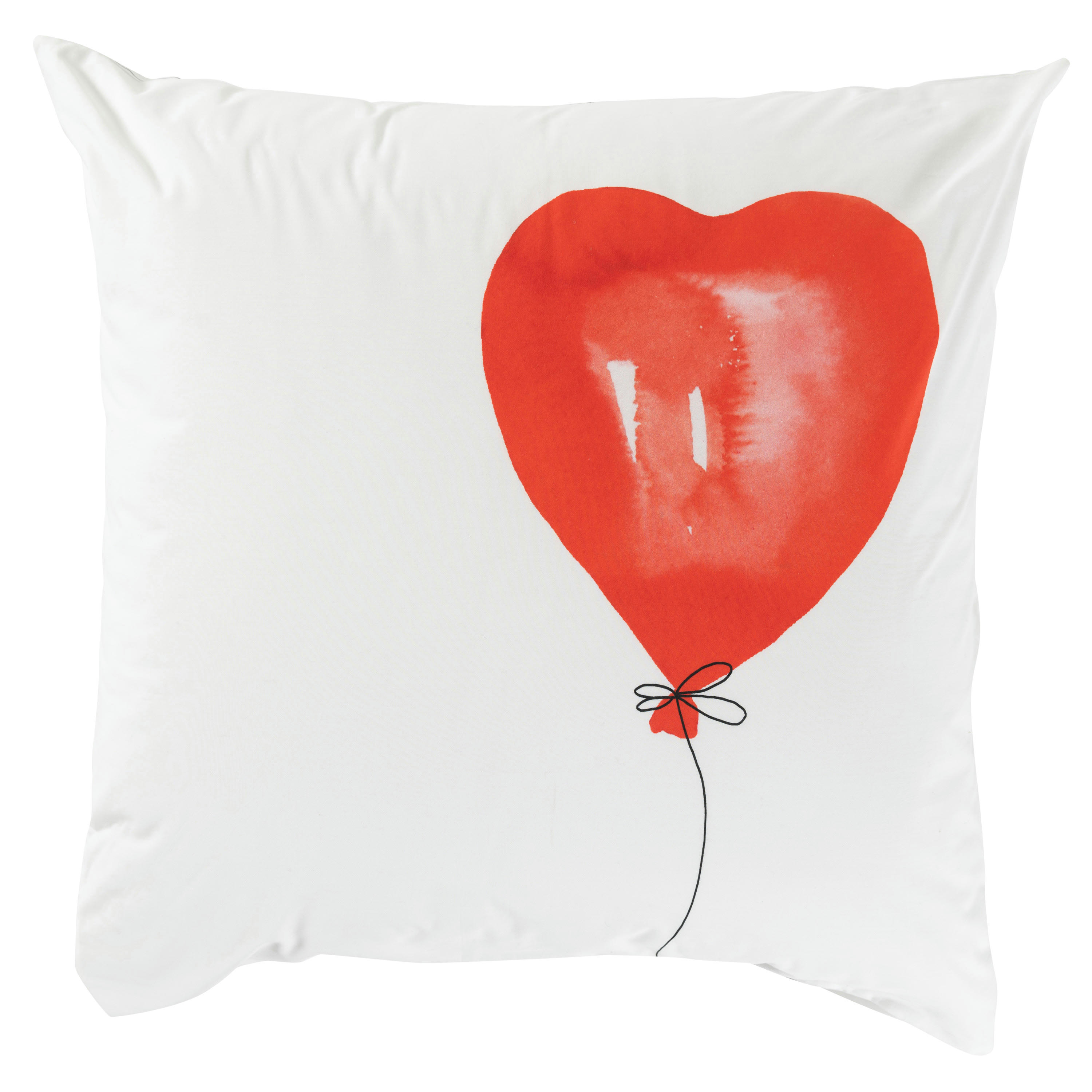 MONAMOUR - Taie d'oreiller carrée percale de coton imprimé rouge 64 x 64 cm