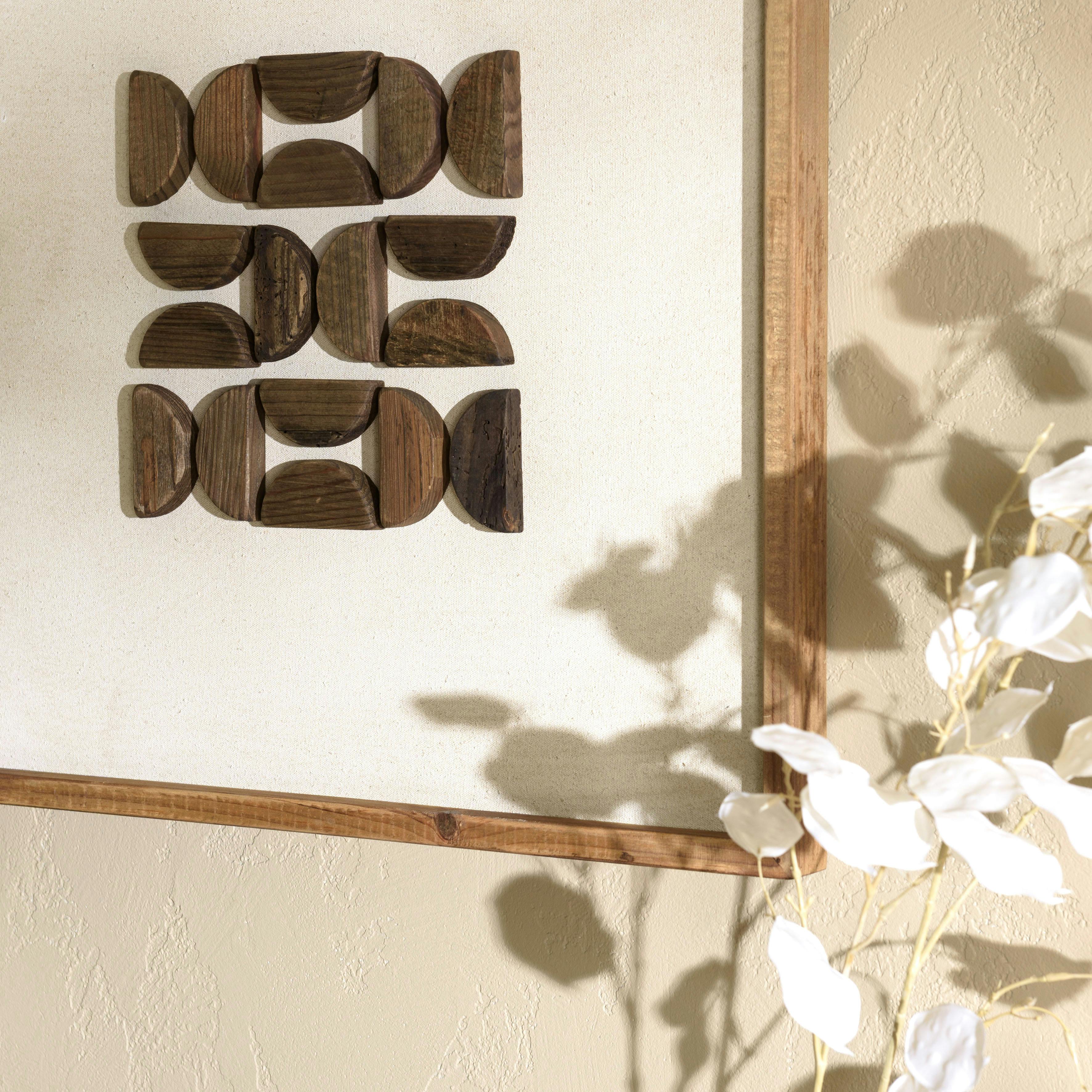 Décoration murale carrée motifs bois sur fond blanc DENVER
