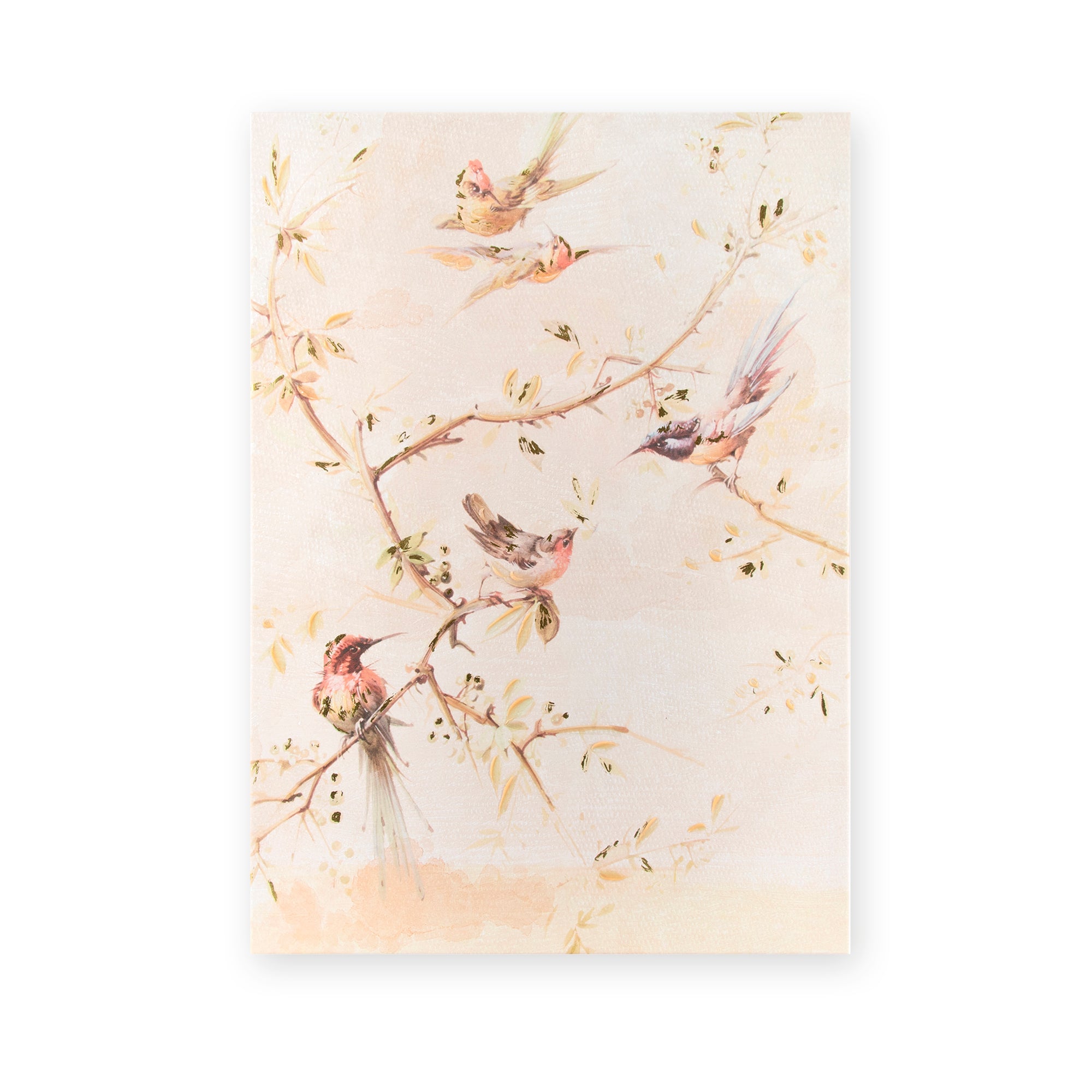 Art for the Home Canvas met handgeschilderde details - Sunset birds - 70x50cm - Roze