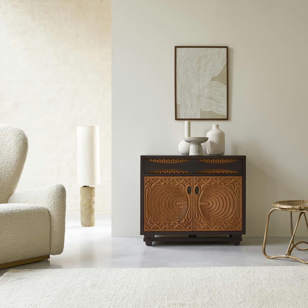 FRIDA - Buffet en acajou massif 93 cm