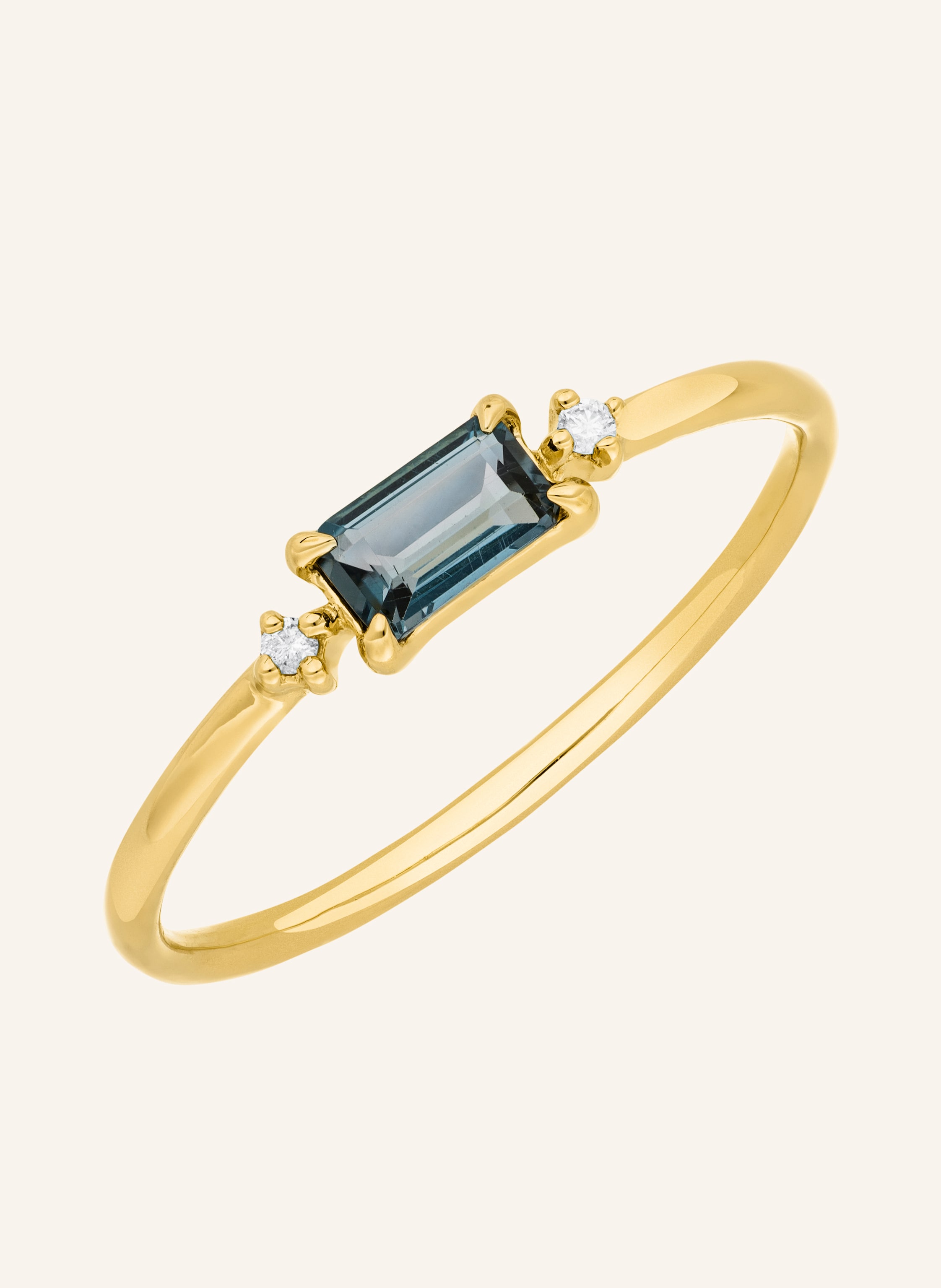 Leaf Ring LONDON BLUE TOPAZ aus 14 Karat Gelbgold