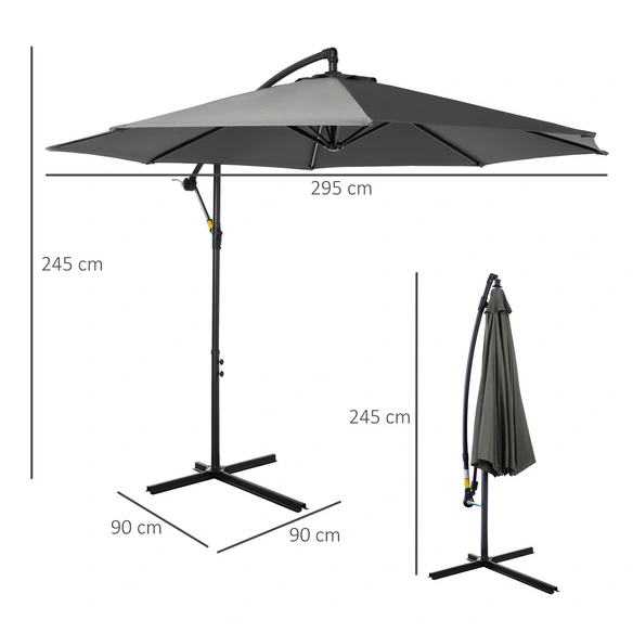 Sonnenschirm, Höhe: 250 cm, grau