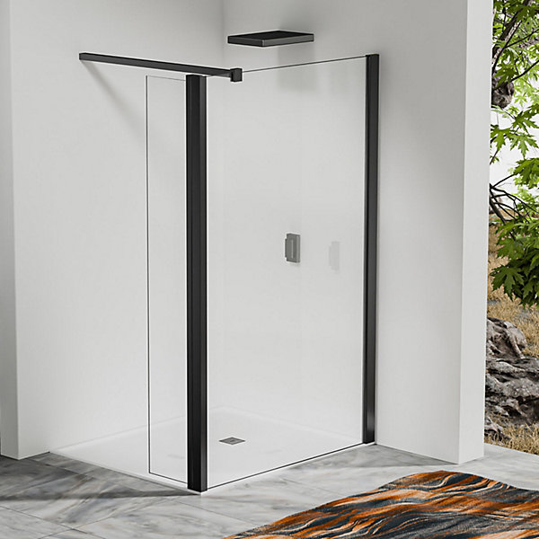 Paroi de douche l italienne 80 200 cm avecdeflecteur pivotant 40 200 cm Barre de fixation 90 cm recoupable Verre tremp