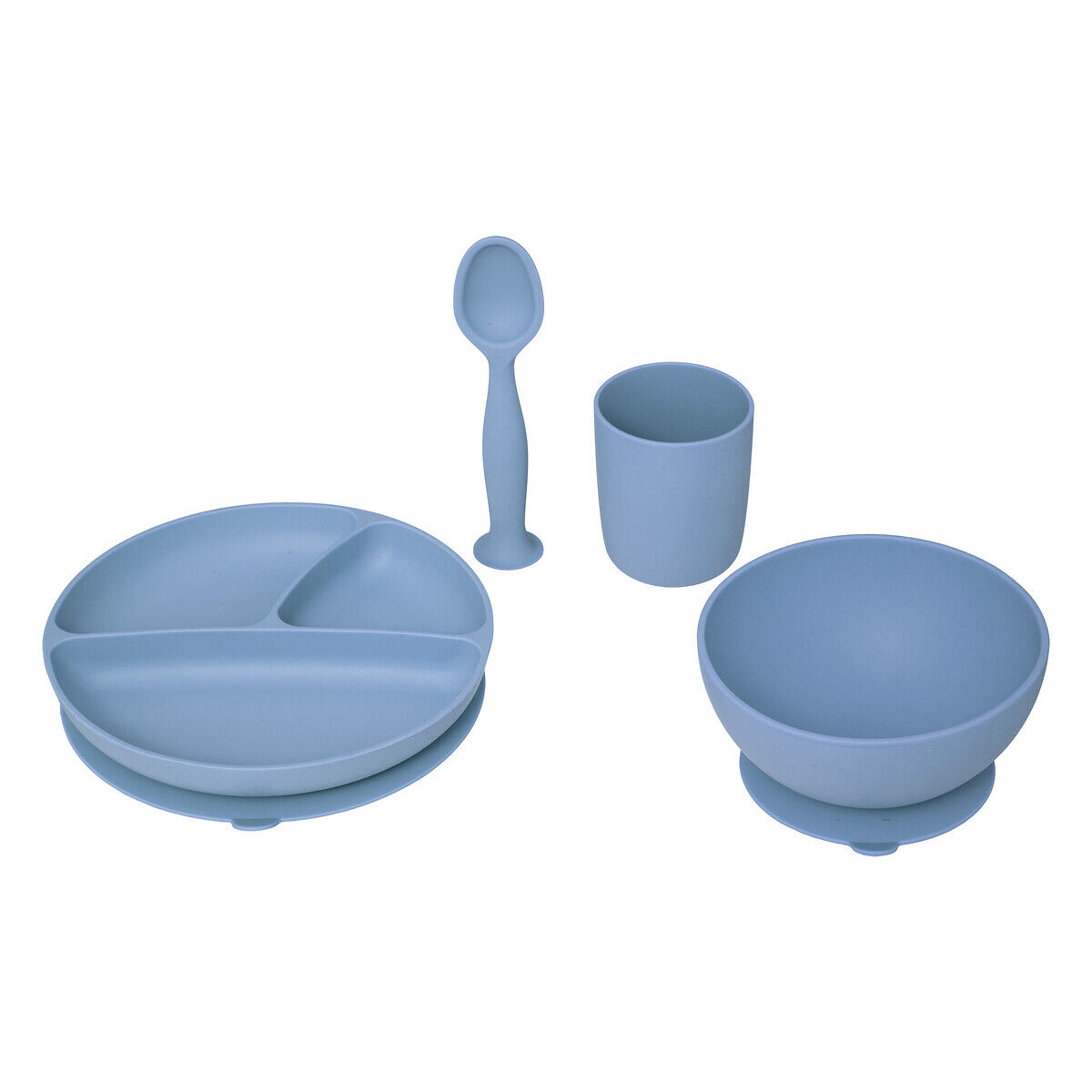 Conjunto De 4 Peças De Refeição Azul Em Silicone