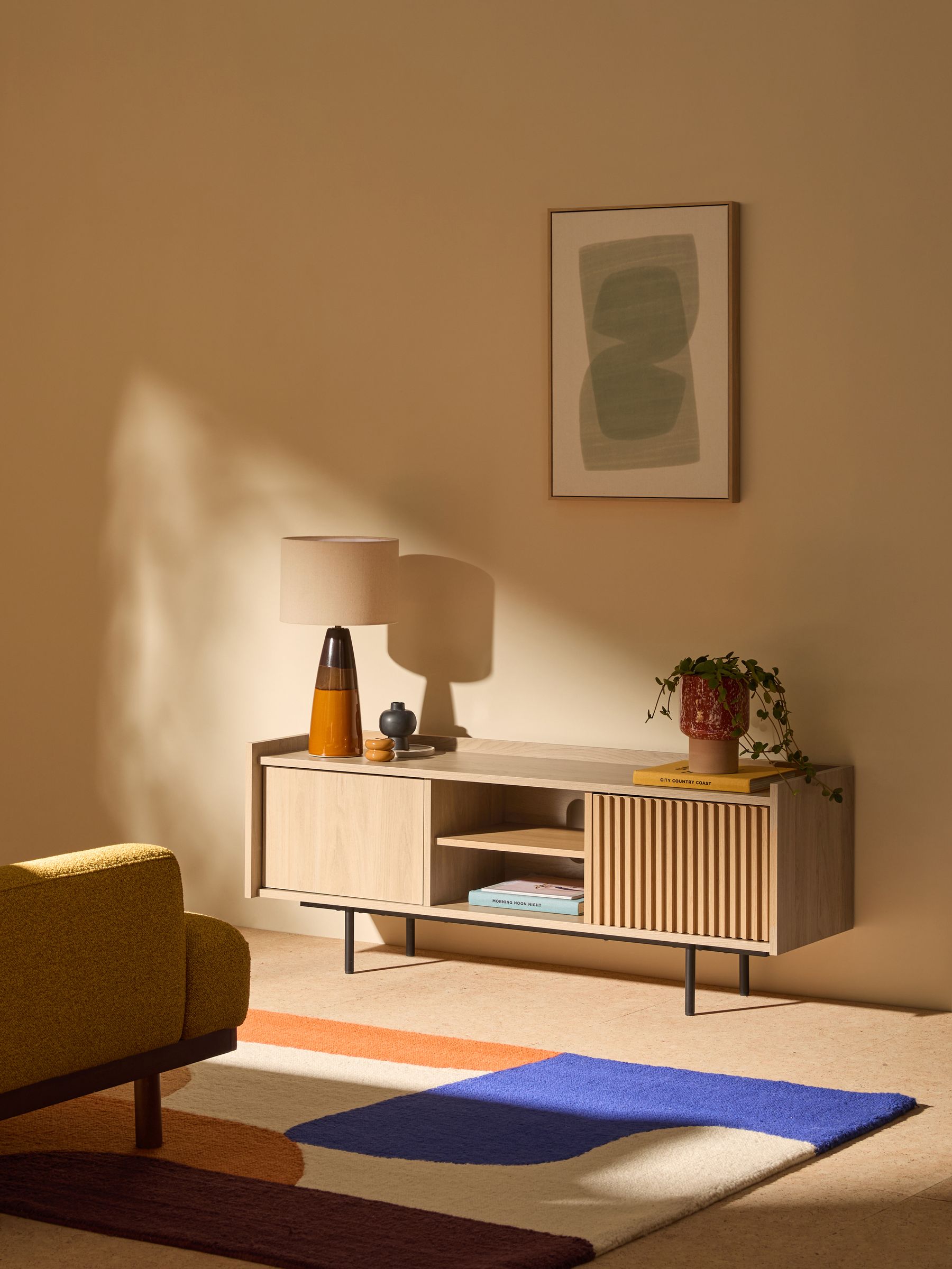 Blaze Wide Up to 50 Inch TV Unit in Oak Effect