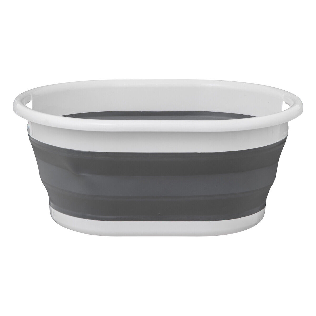 Cesto dobrável oval branco e cinza 21l