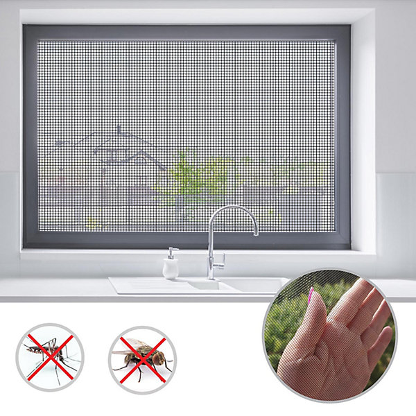 Moustiquaire Pour fenêtre et porte Ultra résistant Noir Largeur 0,8 m Longueur 3 mètres - Floordirekt