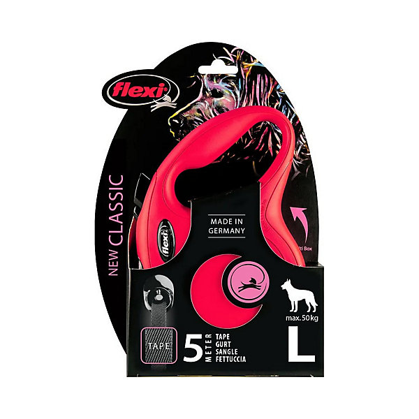 Laisse sangle 5 mètres L Max 50 KG rougelaisse pour chien