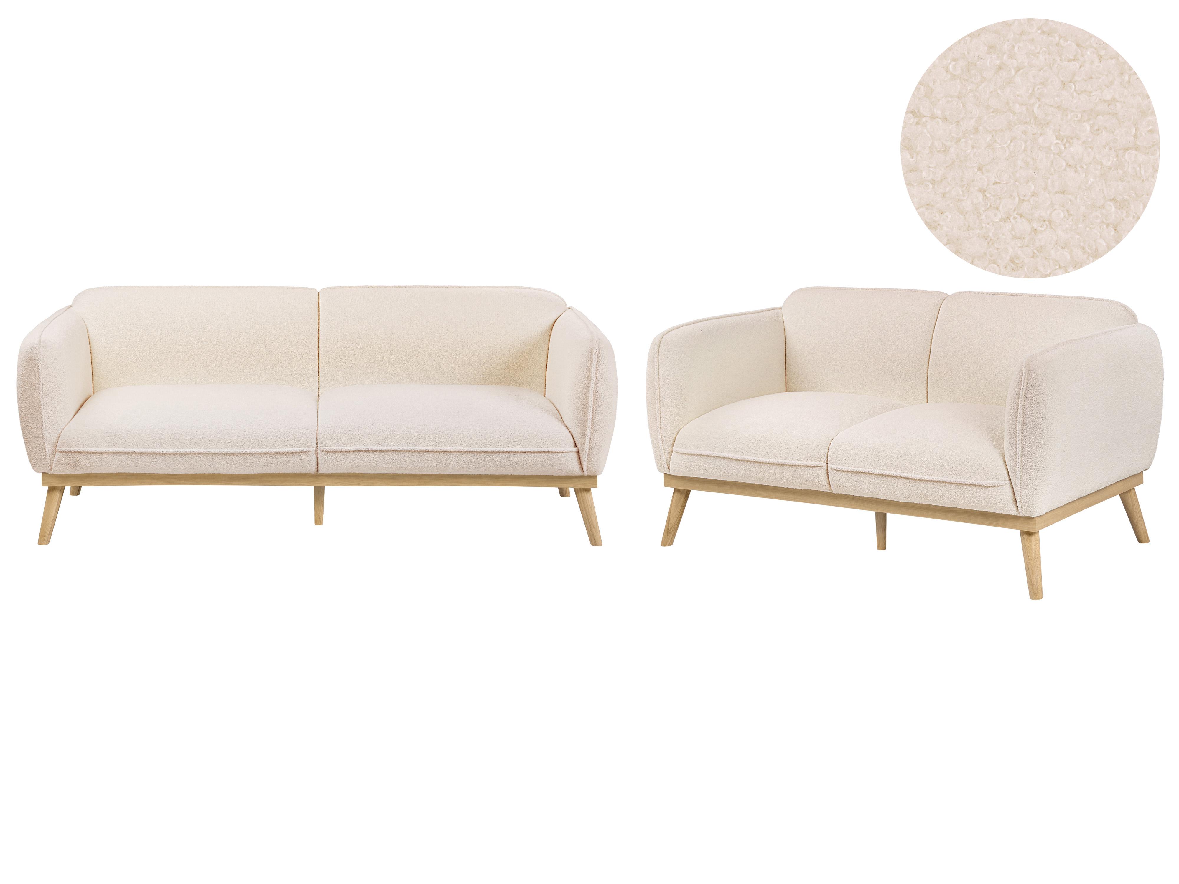 Living Room Set 5 Seater LJUNG Boucle Light Beige