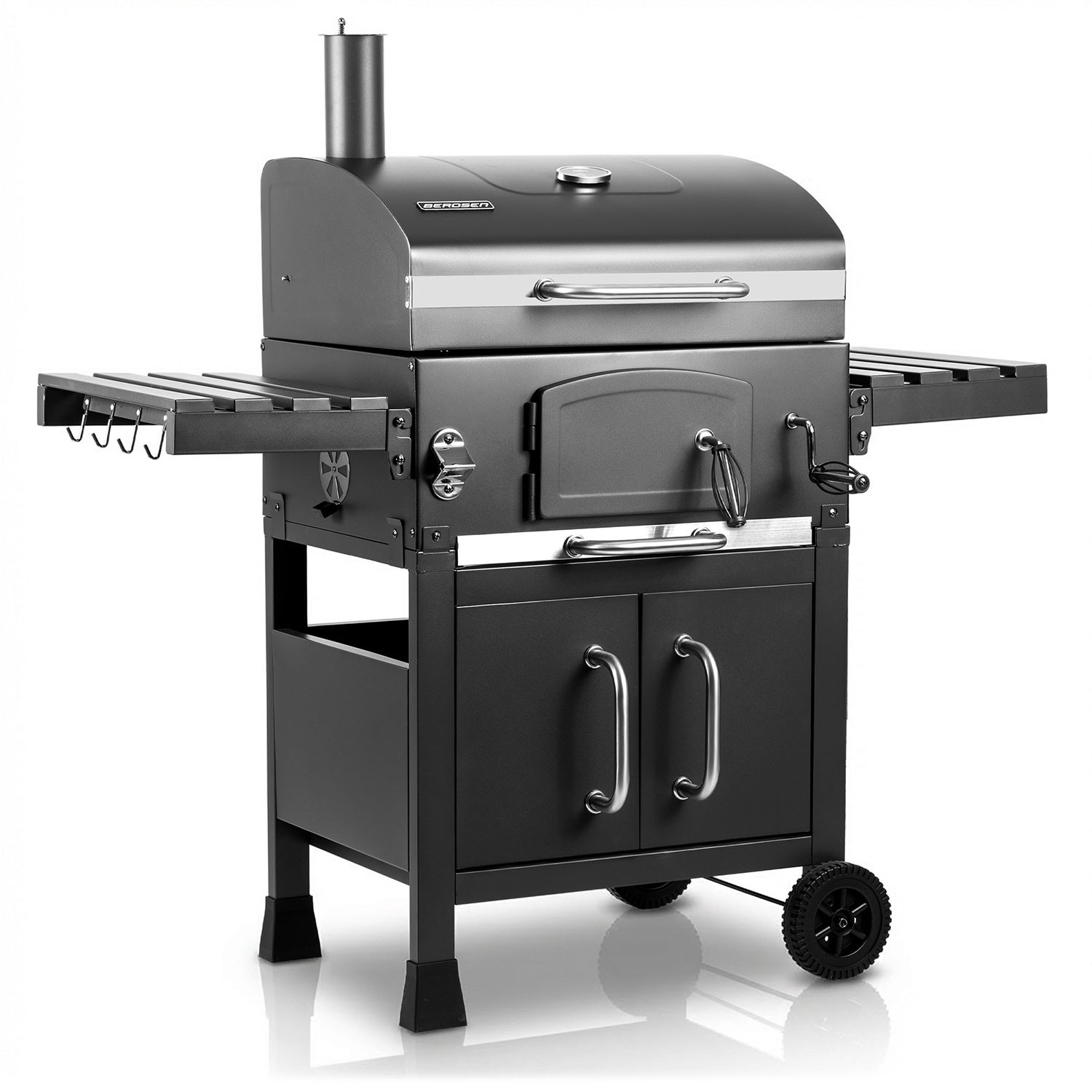 Grill węglowy ogrodowy Berdsen BD-893 ruszt z pokrywą popielnik   termometr