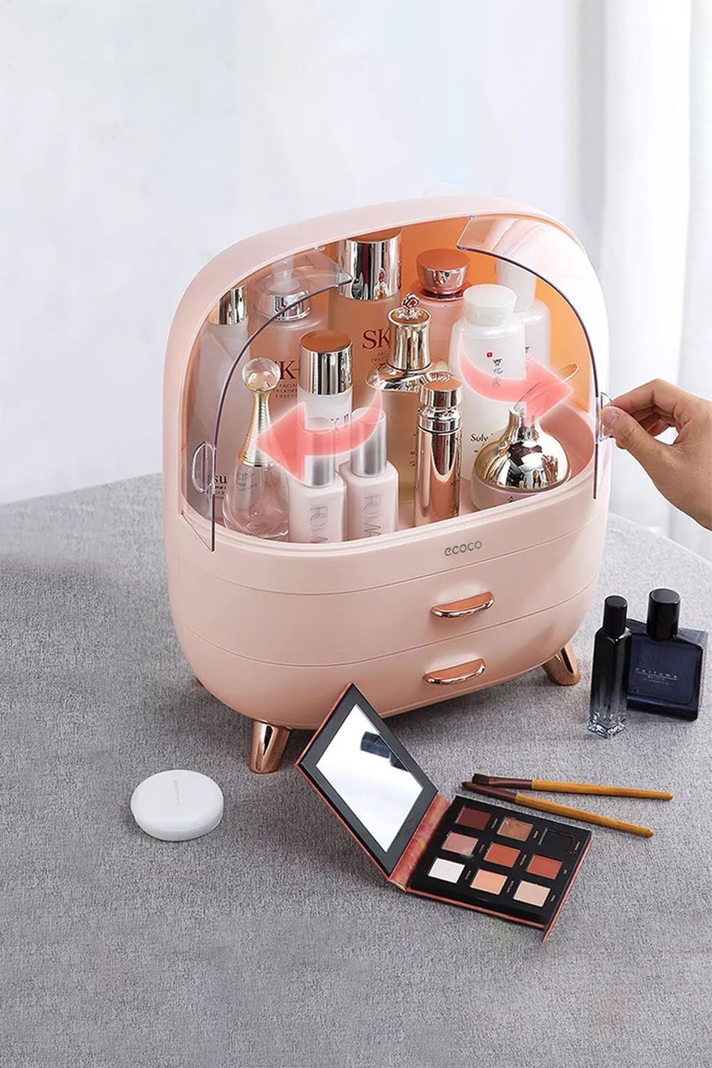 Living and Home Stylish Transparent Makeup Organizer with Drawers