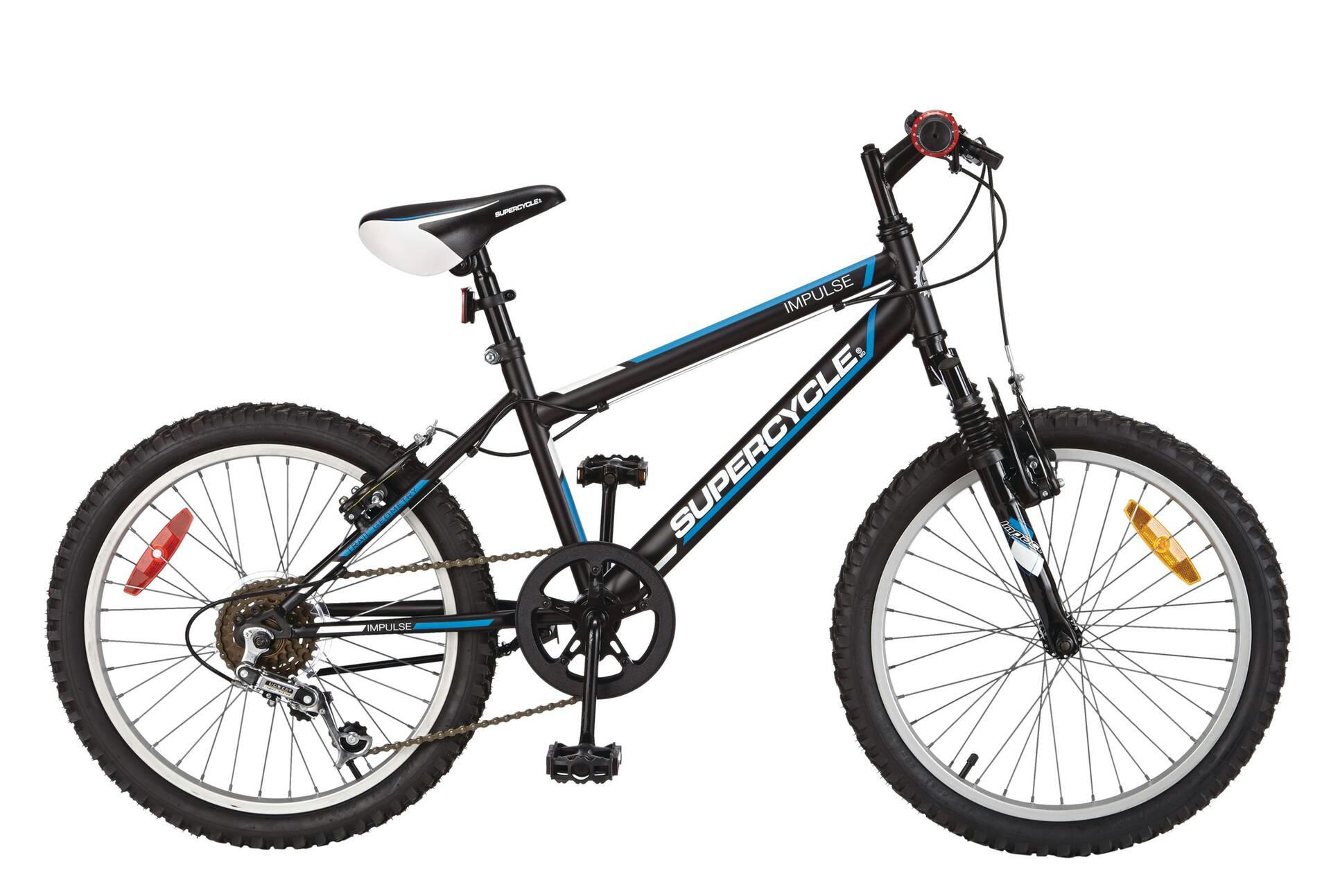 Supercycle Impulse Youth Hardtail Mountain Bike,  20-in, Black/Blue