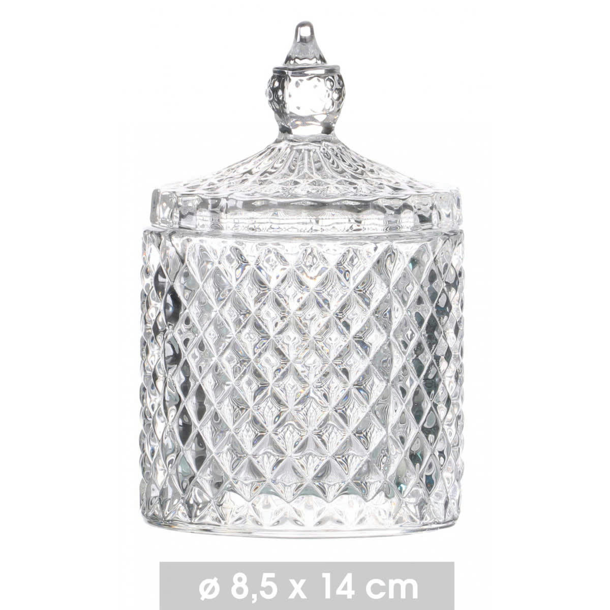VERRE - Boîte rangement ronde salle de bain verre 8,5x13cm