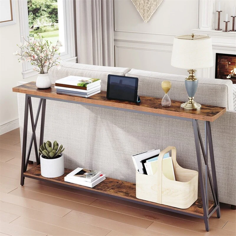 X-shaped support console table - 9.4D x 63W x 31.5H
