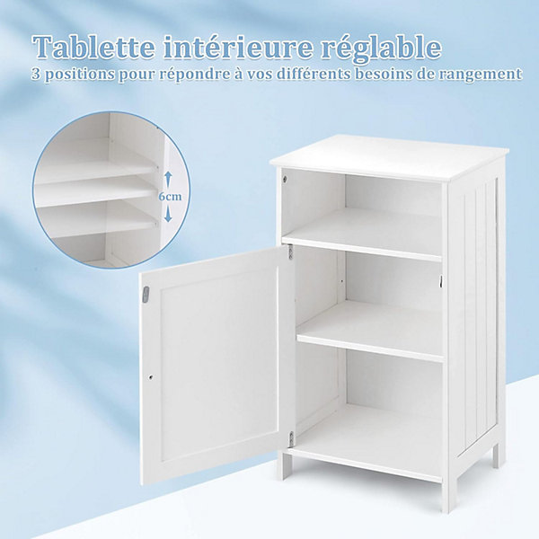 Meuble de Rangement pour Salle de Bains Armoire de Salle de Bain en MDF avec 1 Porte Armoire avec Etagere Reglable