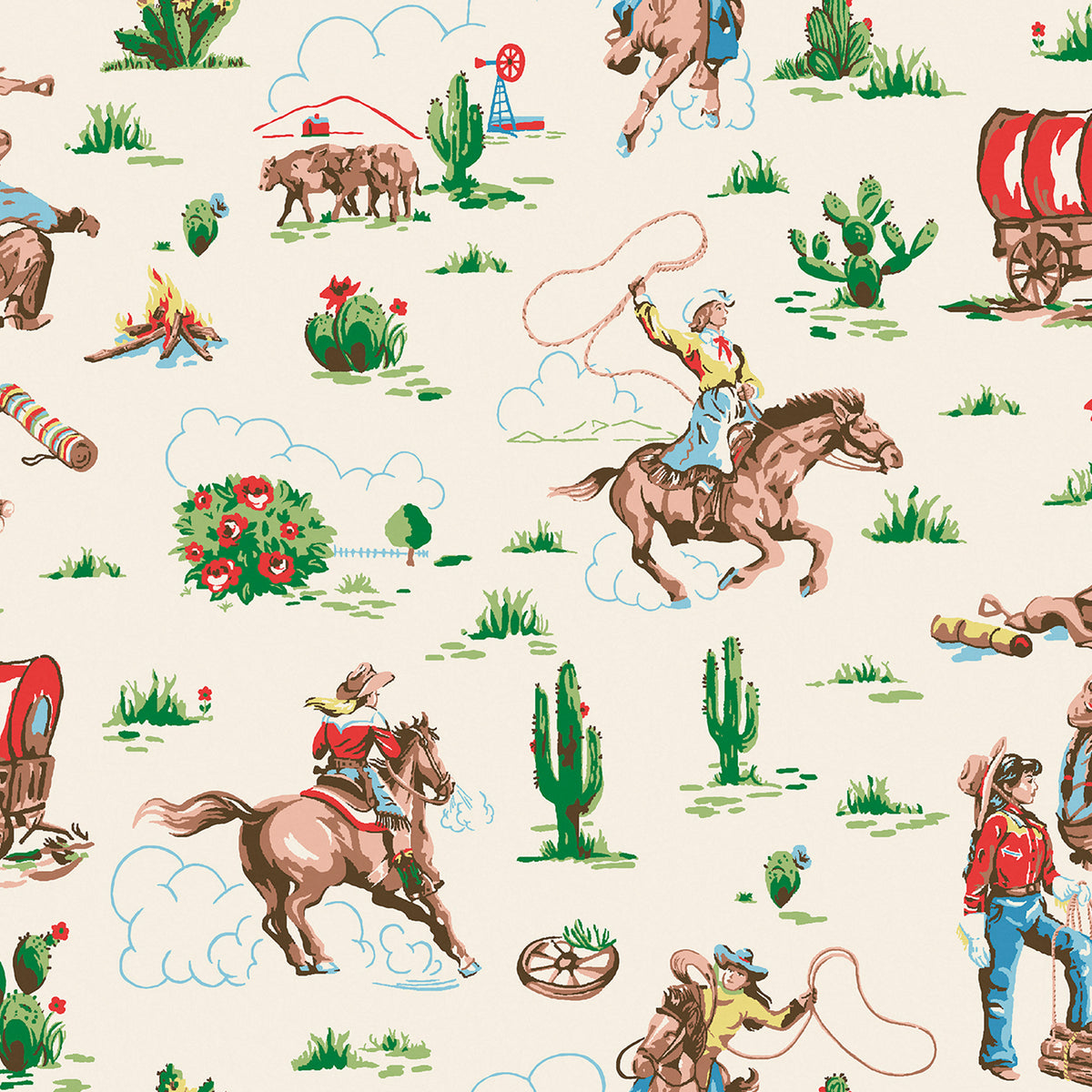 Cath Kidston Vliesbehang - Cowgirls Multi