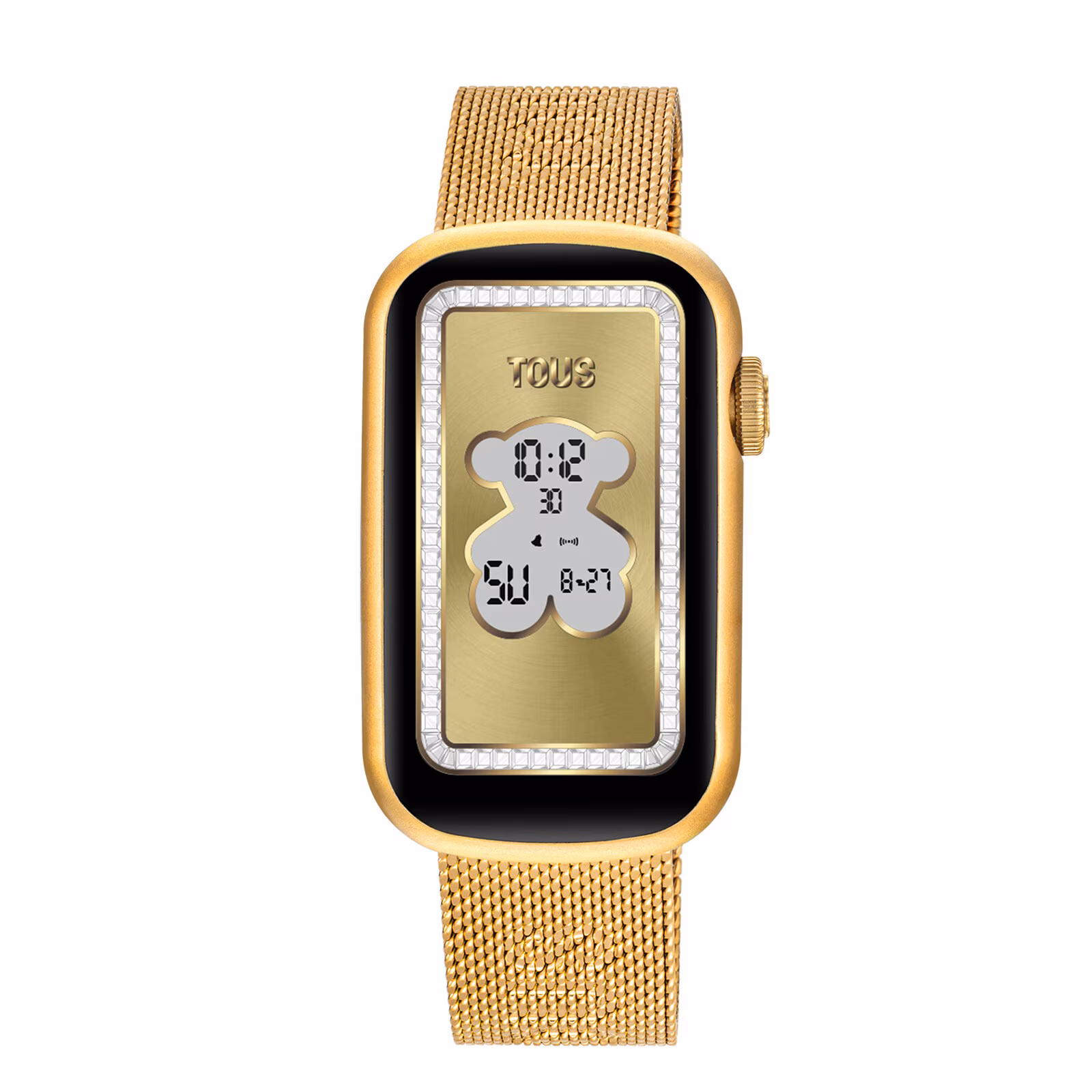 Reloj smartwatch con brazalete acero IPG dorado y caja de aluminio en color IPG dorado TOUS T-Band Mesh