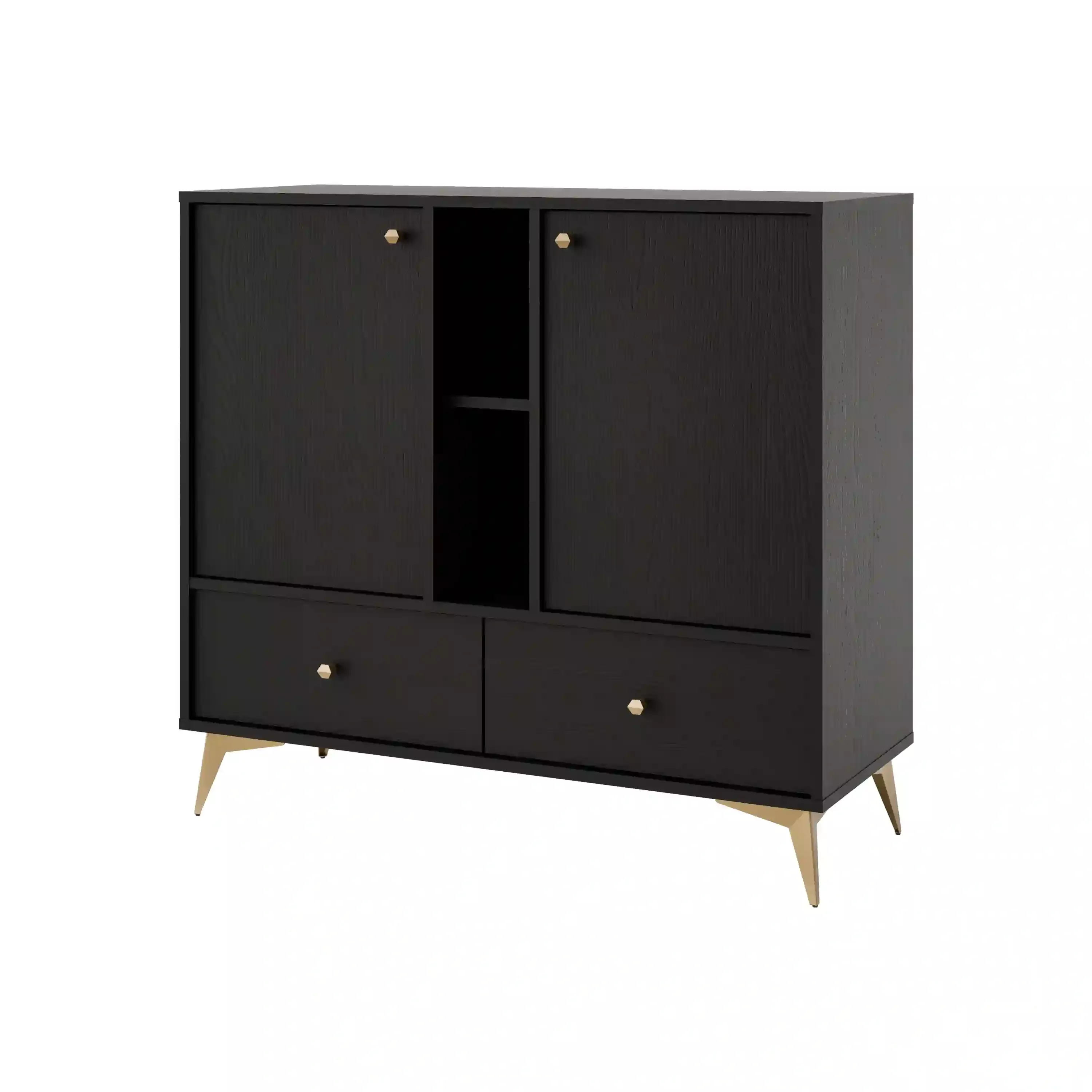 Komoda z szufladami do salonu Sakai 1 2F 2S T825 Czarny