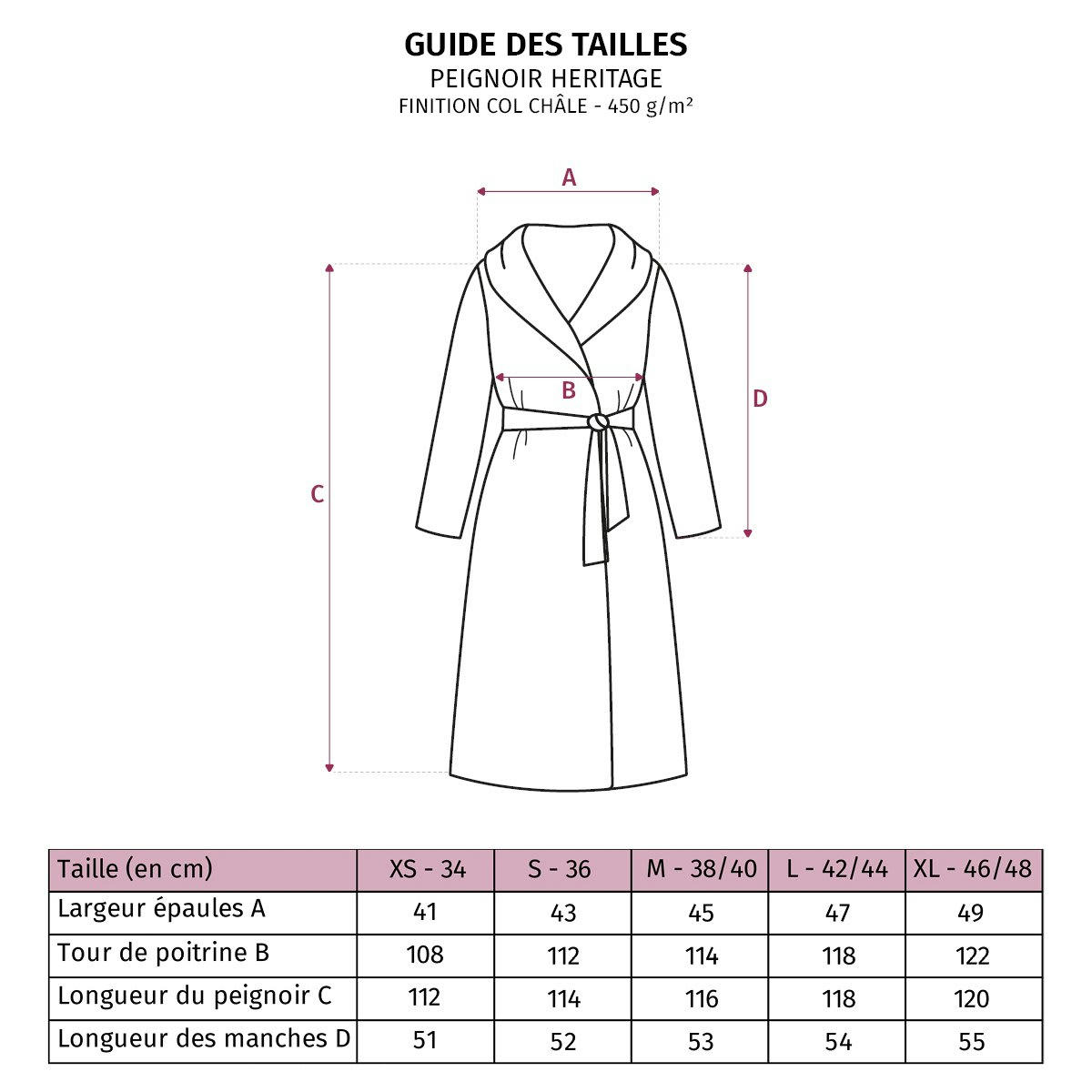 HÉRITAGE - Peignoir coton blanc xl