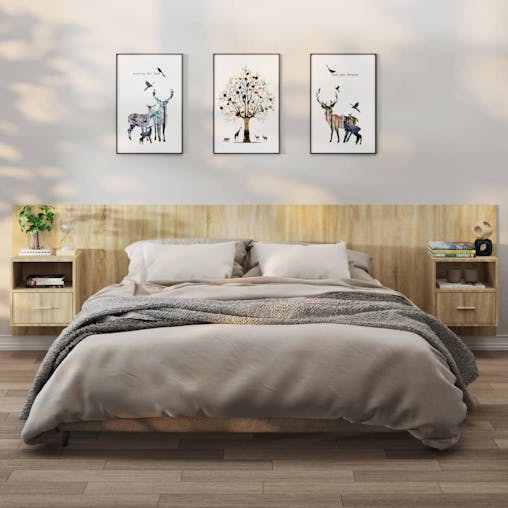 NNEVL Wall-mounted Bedside Cabinets 2 pcs Sonoma Oak