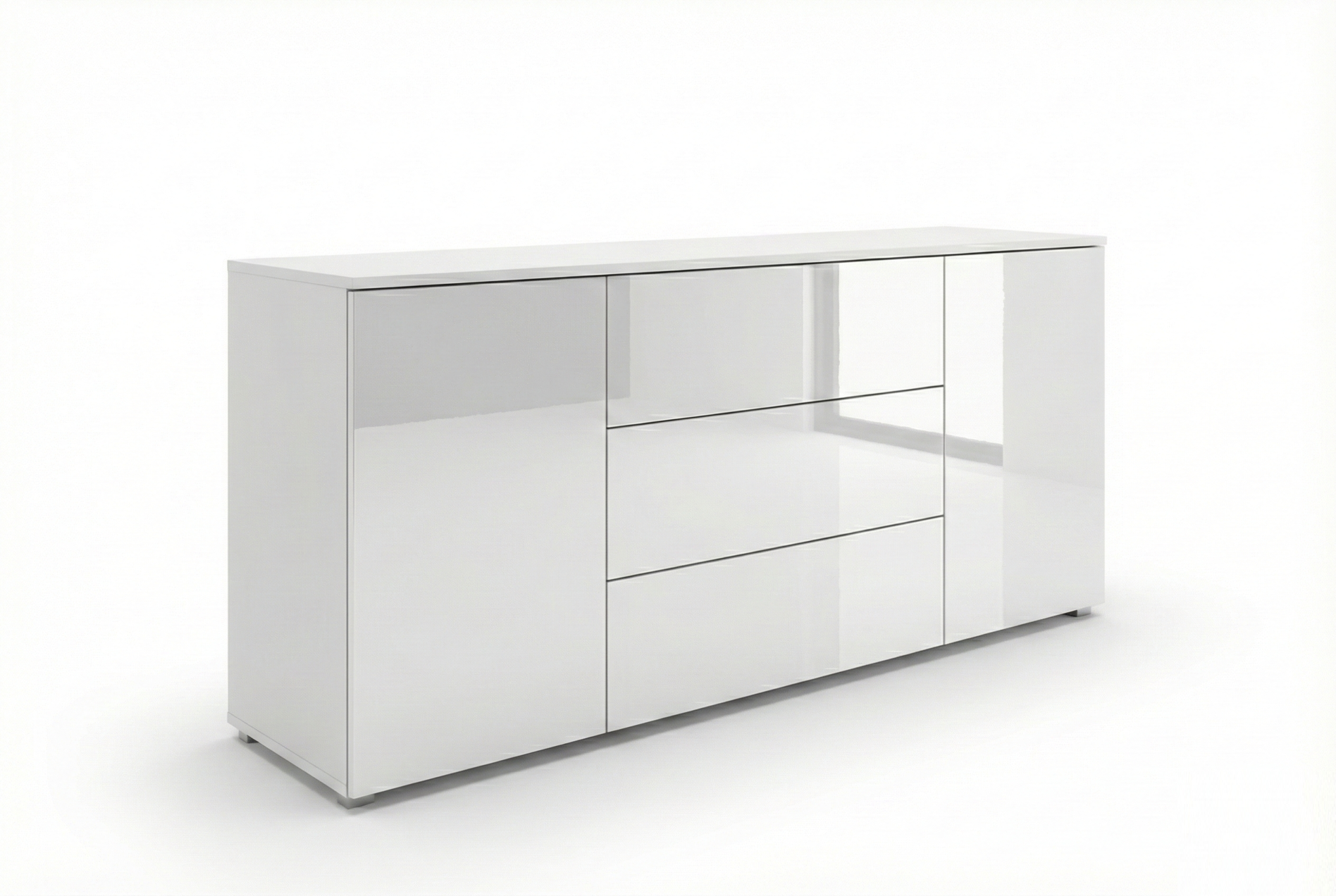 Komoda PARMA 150 cm, biały/biały połysk