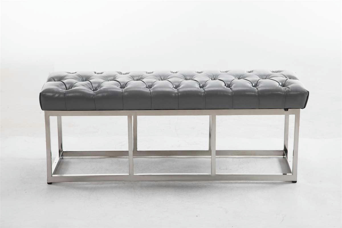AMUN - Banquette avec pieds en métal assise en similicuir Gris