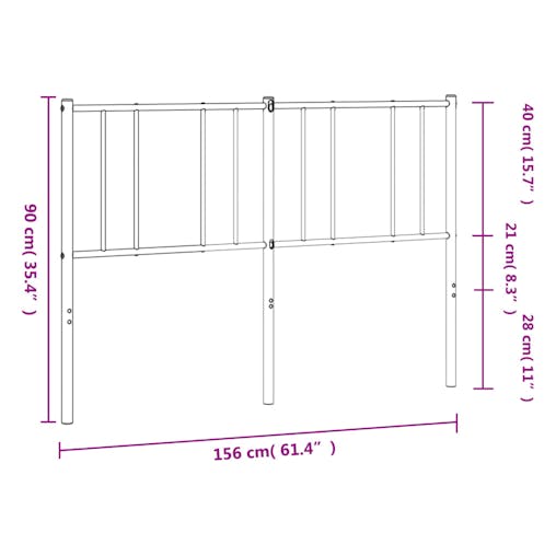 NNEVL Metal Headboard White 152 cm