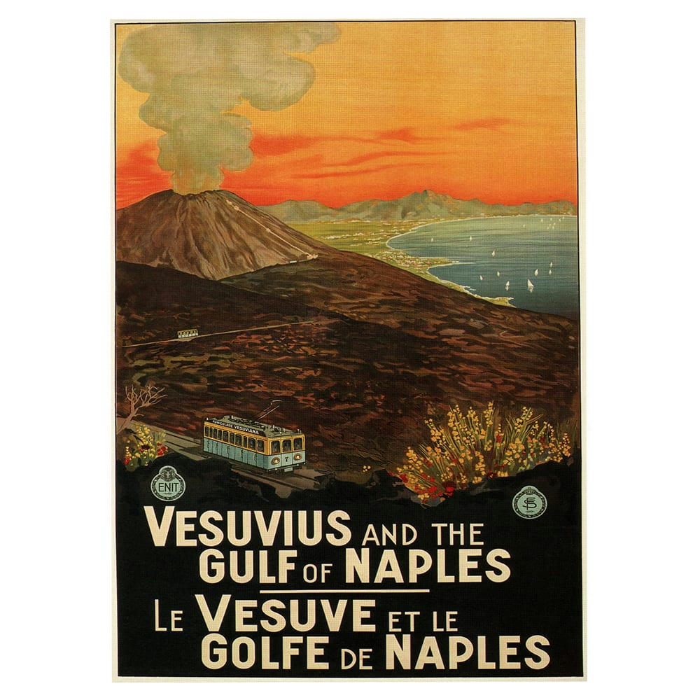 - Affiche touristique vintage le Vésuve et le Golfe de Naples 50x70cm