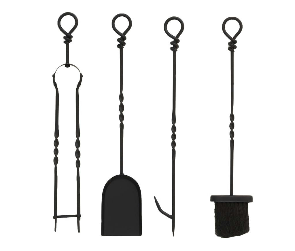 - Accessoires de cheminée en fer forgé (lot de 4)