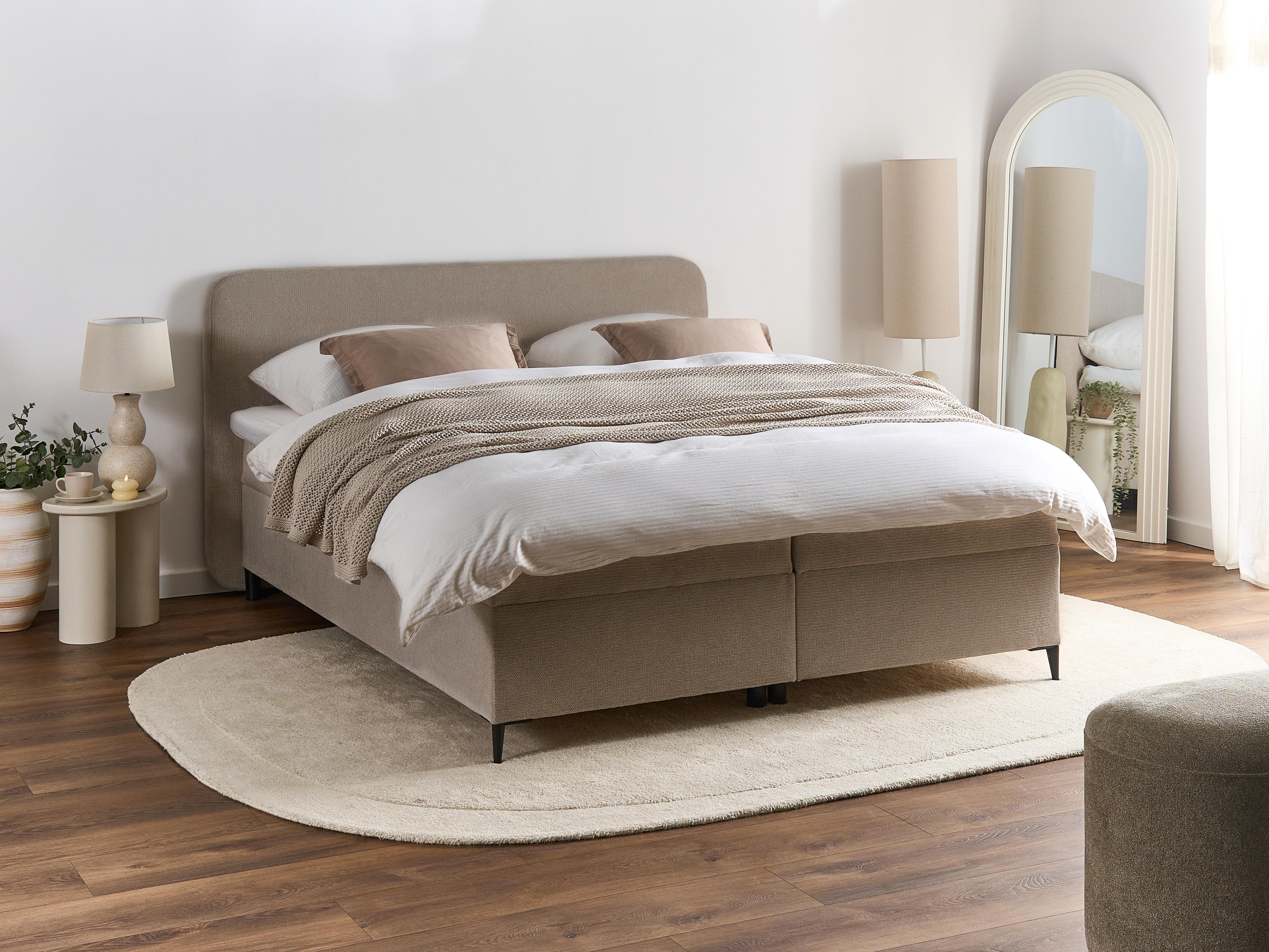 Divan Bed with Storage Fabric REGENT 160 x 200 cm (EU King Size) Taupe