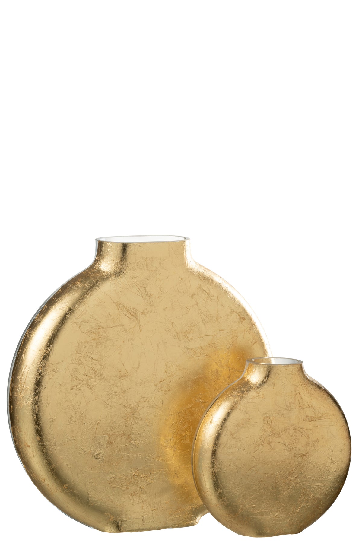 J-Line vaas Miki - glas - transparant/goud - large - 25.5 cm hoog