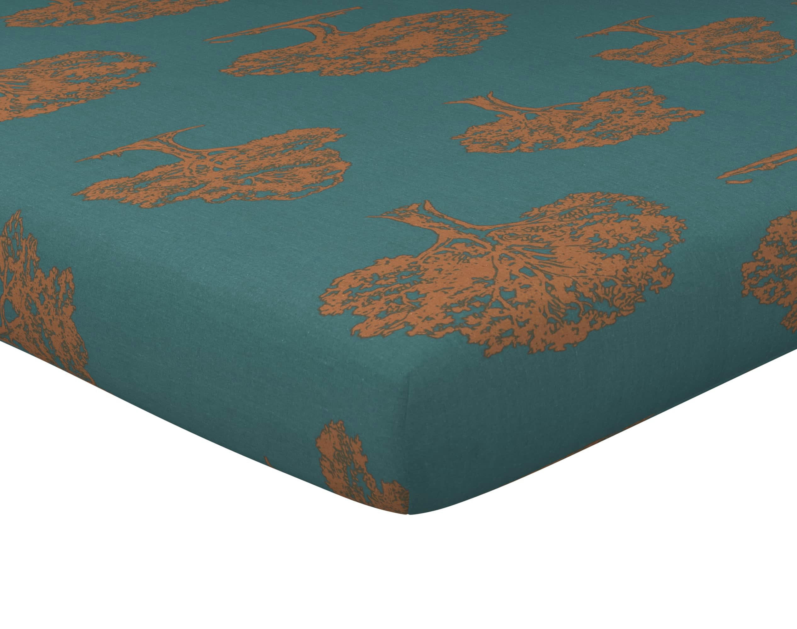 ARBRES - Drap-housse 90x190 en coton bleu pétrole