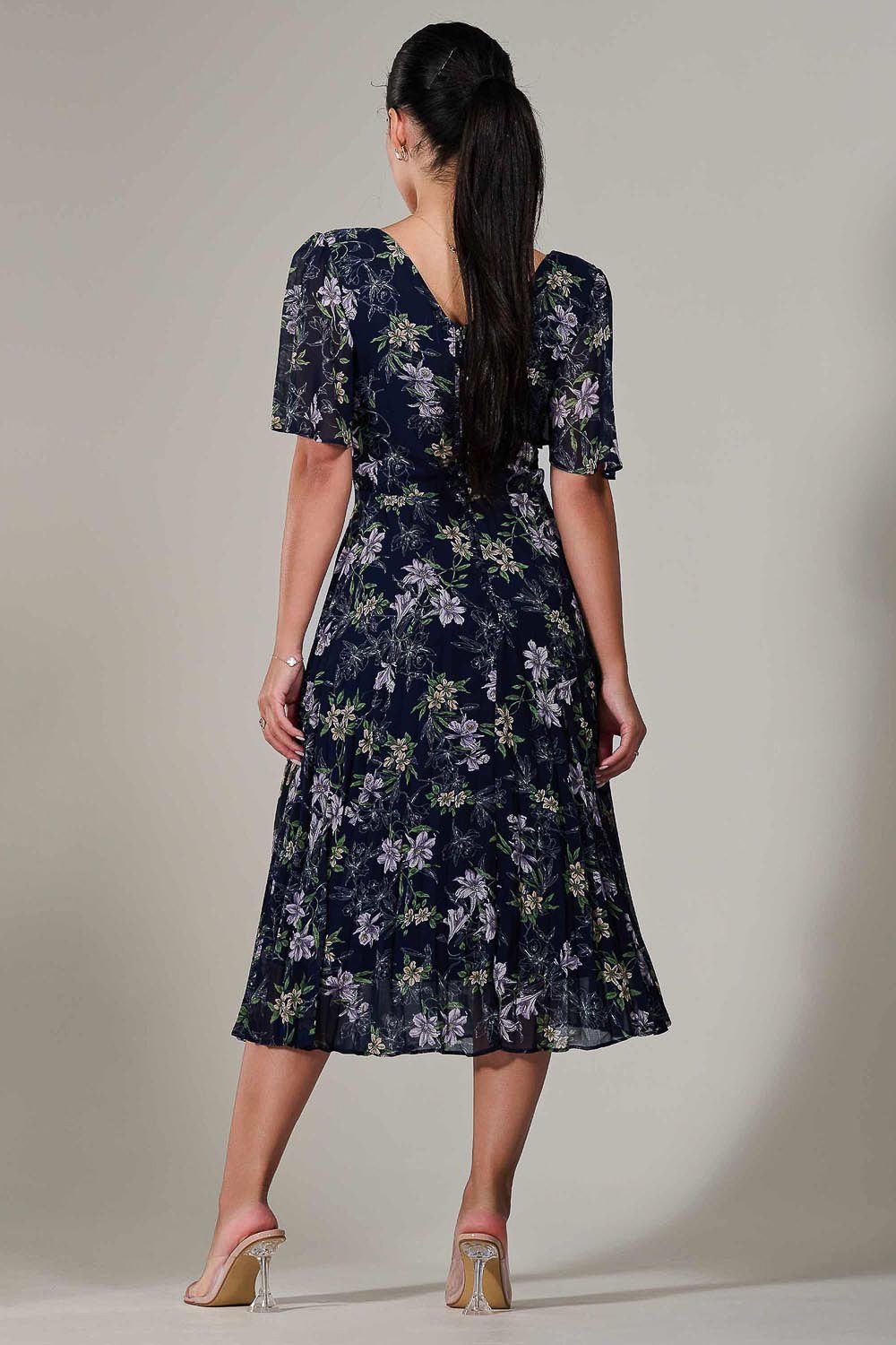 Jolie Moi Petite Chiffon Pleated Midaxi Dress