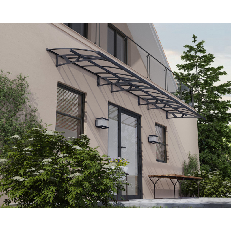 Marquise de porte Amsterdam gris foncé 670,5 x 140 cm CANOPIA