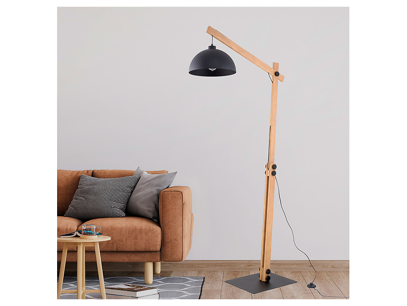 Lampa podłogowa Oslo drewniana brązowo-czarna